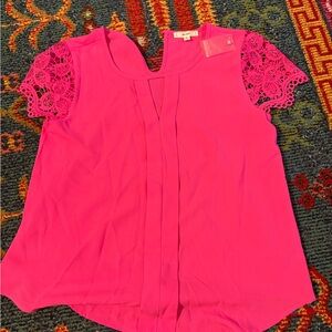 Mine Fuchsia Lace Sleeve Blouse